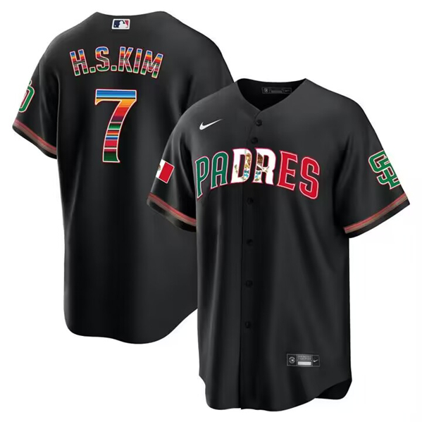 Men's San Diego Padres #7 Ha Seong Kim Mexico Black Cool Base Stitched Baseball Jersey Men's San Diego Padres #7 Ha Seong Kim Mexico Black Cool Base Stitched Baseball Jersey
